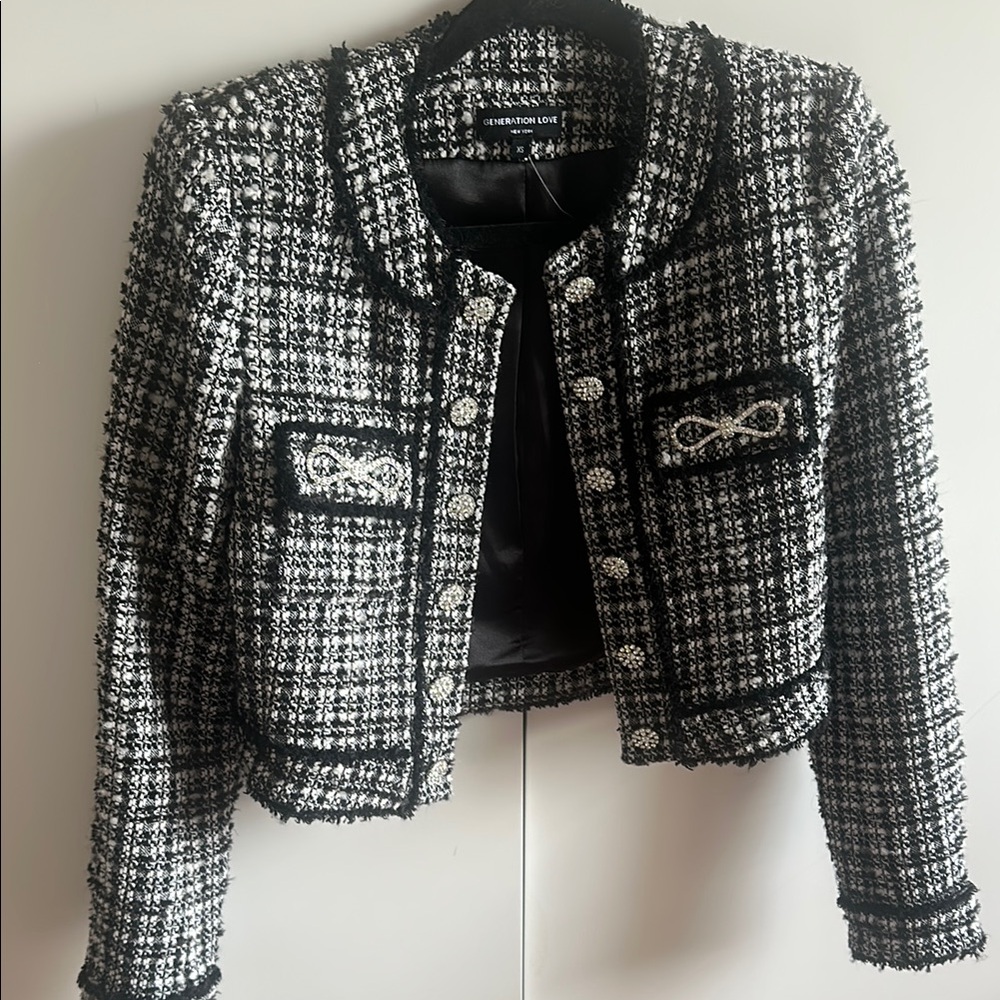 Generation Love Black and White Tweed Jacket